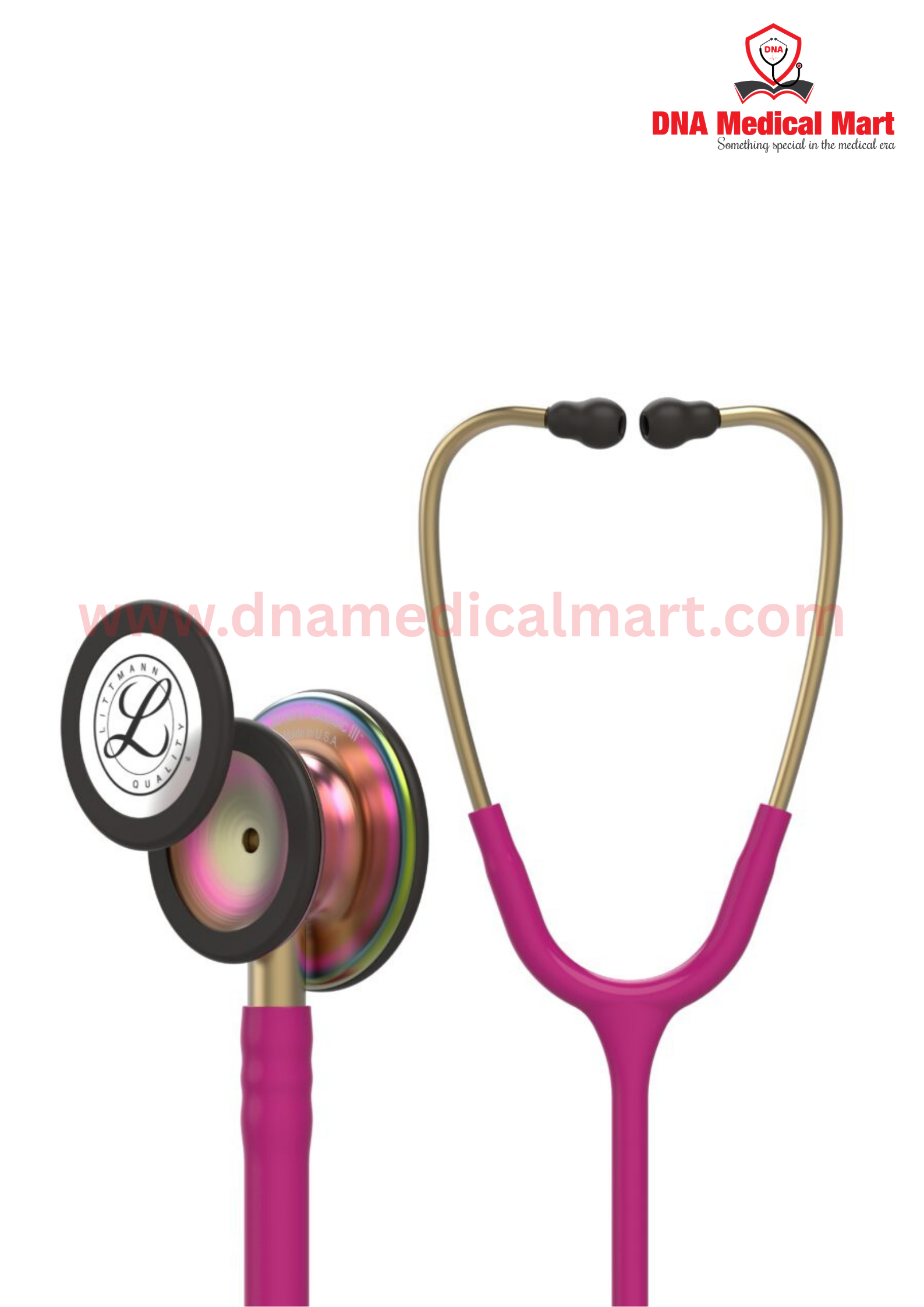 littmann 5806 3M Littmann Classic III Monitoring Stethoscope, Raspberry and Rainbow (27″) BEST SELLER - Image 1